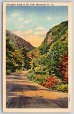 Smugglers Notch Green Mountains VT Vermont Linen Postcard PM Cancel 1c Audubon picture