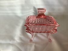 Vintage Pink Depression Glass Lidded Footed Trinket Box Candy Dish 5