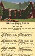 Petersburg, VA, Old Blandford Church, Poem, Linen Vintage Postcard e525 picture