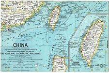 1964-11 November Vintage National Geographic Map CHINA KOREA TAIWAN - B (553) picture