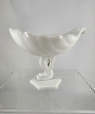 Fenton Dolphin Milk Glass Shell Console Entry Way Bowl Koi Serpent Vintage Glass picture