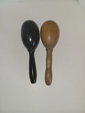2 ANTIQUE SEWING EGGS~SOCK DARNING EGGS~BLACK And BROWN picture