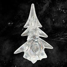 1980s Clear Thick Crystal Christmas Tree Figurine Paperweight Vintage Glass READ picture