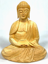 Buddha Wood Statue Vintage Shaka Nyorai Japan Hand Carving Sense of Serenity picture