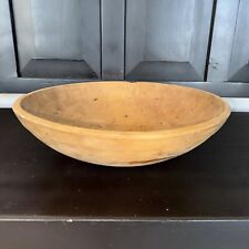 LARGE Antique Primitive Turned Wooden Dough or Chopping Bowl Oval 17”x15” picture