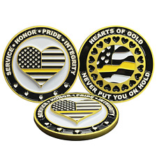 Emergency 911 Dispatcher Heart of Gold Challenge Coin Thin Gold Line BL3-013 picture