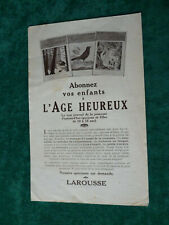 retro old advertising newsletter L'AGE HAPPY youth newspaper LAROUSSE picture