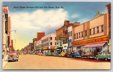 Original Vintage Postcard Cars State Street Advertisement Store Fronts Erie, PA picture