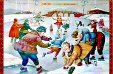 SCENES ON SKATING RINK IN SOVIET TIME Russian humorous postcard  picture