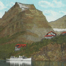 Glacier National Park Vintage  Postcard Burlington Route Boat St Mary Lake picture