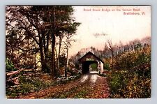 Brattleboro VT-Vermont, Broad Brook Bridge, Vernon Road, Vintage c1908 Postcard picture