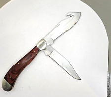 Wild Boar  Trapper  Pocket Knife 2 Blade Wood Handle  Gut Hook picture