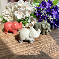 3PC Mixed Mineral Handcarved Quartz Crystal Mini Elephant Carving Animal Statue picture