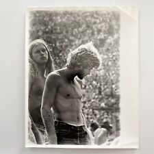 Vintage B&W Press Photograph Handsome Young Hippy Man No Shirt Woodstock? picture