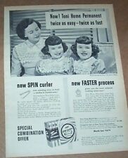 1949 print ad page -Toni perm hair Little girls Sandy Lindy BLOCK Los Angeles CA picture