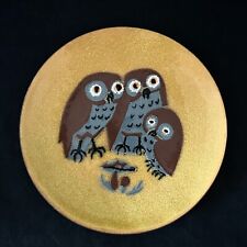 Vtg MCM Annemarie Davidson Enamel On Copper Plate Owl Family & Mushrooms 6