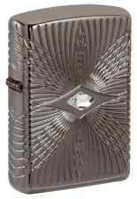 Zippo 49291, Deep Carve Armor Lighter With Crystal, Black Ice Finish, NEW picture