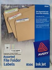 Vintage Avery 8166 File Folder Labels*Inkjet Printer*Assorted Colors*18 Sheets picture