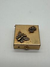 Vintage Pill Box- Small Brass/Metal Butterfly Rose picture