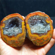 RARE 1 pair464.8g Natural rough Warring States Red Agate Crystal Healing 5211+ picture