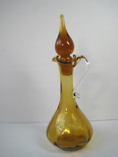 Vintage  Amber Scalloped Glass Stelvia Decanter With Stopper 11. 5
