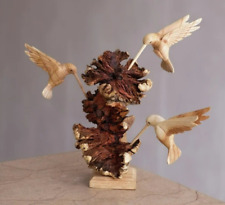 Wooden Hummingbirds Sculpture, Colibri Ornament, Natural Piece, Family, Gift picture