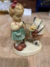 Vintage 40s Chalkware Hummel Like Praying Girl Doll in Baby Carriage Stroller picture