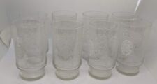 Set of 8 Pretty White Lace/ Flower Design Vintage Drinking Glasses *Read* picture