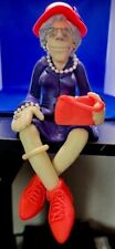 D Manning Family of Friends Shelf Sitter Lady Hed Hat Purple Figurine picture