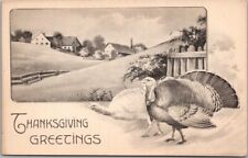 Vintage 1910s Gottschalk THANKSGIVING Postcard Turkeys / Farm Scene - Unused picture