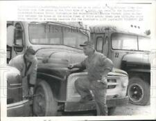 1961 Press Photo Dick Entinger & George Ferrari Repair School Bus Tires in PA picture