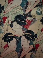 VTG Alexander Henry Fabric Sisters Of The Golden Temple Geisha Asian 42