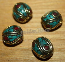 Tibetan Nepalese Handmade Turquoise coral 4 Nepalese Beads Tibetan Beads BDS300 picture