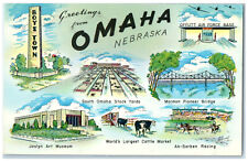 1968 Greetings from Omaha Nebaska NE Museum Boystown Multiview Postcard picture