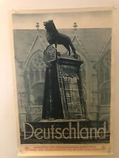 Vintage 1930’s Lion Of Brunswick Town Hall German Travel Poster, Rolled, 20x29 picture