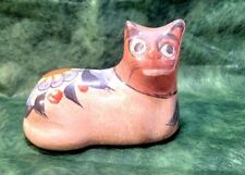 Tonala Mexican Cat Pottery Figurine Hand Painted Vintage Folk Art picture
