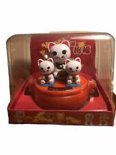 Solar Powered Bobble Head Toy - Three Lucky White Cats picture