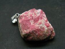 Rare Raw Deep Pink Thulite Silver Pendant From Norway - 1.2