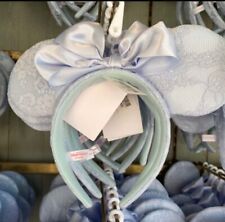 Disney Minnie Ears Headband Cinderella Blue Lace Ribbon Bow Tokyo  picture