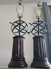 Pair of Vintage vanguard Metal Armillary Sphere Nautical Table Lamps picture
