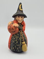 Walnut Ridge Witch with Pumpkin Figurine Chalkware Hand Painted Folk Art 2004 picture