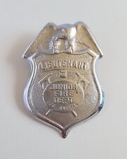 Vintage Junior Fire Department Fireman Badge Los Angeles Lieutenant Novelty picture