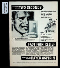1947 Bayer Aspirin Fast Pain Relief Hockey Star Player Vintage Print Ad 31402 picture