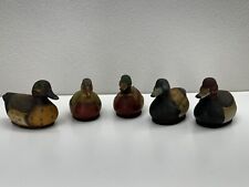Jasco Ceramic Ducks Set of 5 Decoy Figurine Lint Remover Brush Vintage picture