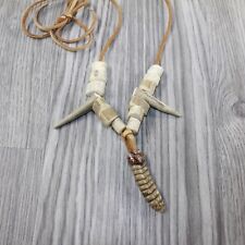 Large Rattlesnake Rattle Plus Antler Necklace  #4444 Mountain Man Necklace picture