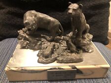 Michael Ricker Pewter Statue  American Predator Series  Mountain Lions & Cubs picture