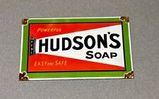 VINTAGE 12” DOMED HUDSON’S SOAP PORCELAIN SIGN CAR GAS OIL TRUCK picture