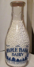 vintage old milk bottle blue pyro-Maple Bank Dairy ayrshire Stroudsburg,Pa picture