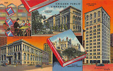 Chicago Public Libraries, Chicago, Illinois, Early Linen Postcard, Used picture