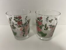 2 Pfaltzgraff Cape May 14 Oz Double Old Fashioned Glasses Pink Floral picture
